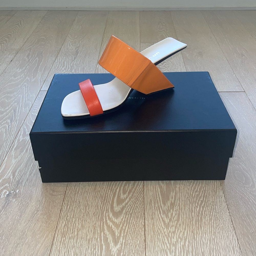 UN United Nude Sandal, Unique heels, Orange and White, Size 37, Good Condition